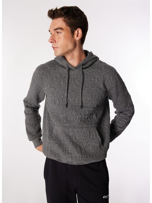 Discovery Expedition Gri Melanj Erkek Kapüşon Yaka Standart Fit Jakarlı Sweatshirt D4WM-SWT3100