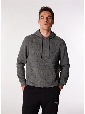 Discovery Expedition Gri Melanj Erkek Kapüşon Yaka Standart Fit Jakarlı Sweatshirt D4WM-SWT3100