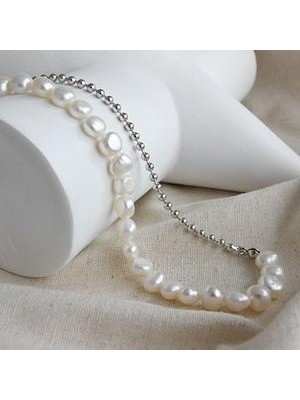 Xinhang Gümüş Kolye Bildirimi Inci Kolye Kolye Bayan Regalos Para Mujer Bijoux Femme Collier Perle Takı | Zincir Kolyeler (Yurt Dışından)