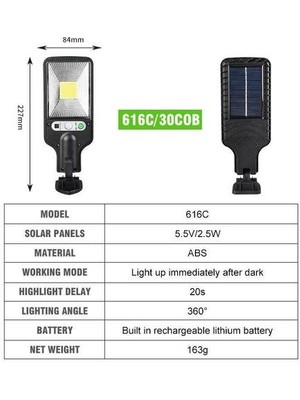 Xinhang (616C / 30COB) 2x LED Güneş Duvar Işık Pır Hareket Sensörü Dimmable Lamba Açık Bahçe Sokak Yeni (Yurt Dışından)