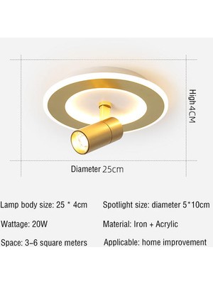 Xinhang LED Circular Ceiling Light With Spotlights, 20W Cold White Light, Luxurious Gold Ceiling Light For Living Rooms, Bedrooms (Yurt Dışından)