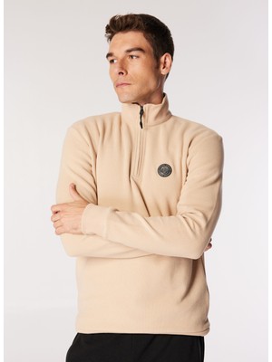 Discovery Expedition Bej Erkek Fermuarlı Yaka Relaxed Fit Sweatshirt D4WM-SWT3930