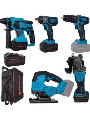 Catpower 4150 Akülü 5'li Alet Seti (Kömürsüz Motor) 3 Adet 4 Ah Akü