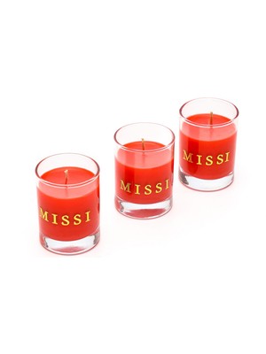 Missi 3lü Spice Orange Kokulu Kırmızı Shot Bardak Vegan Mum Seti