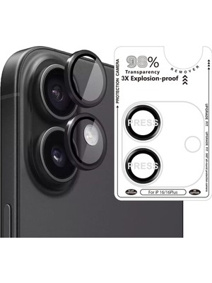 Binano Bi IPHONE 16/16 Plus Safir Siyah Kamera Koruyucu