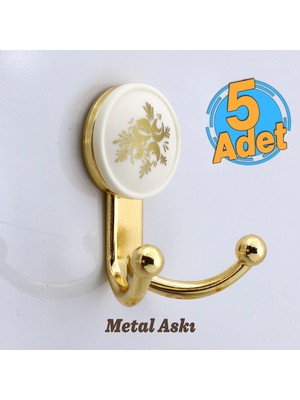 Badem10 Misket 5 Adet Gold Vestiyer Dolap Askılık Askılığı Duvar Banyo Mutfak Elbise Kıyafet Askısı Altın