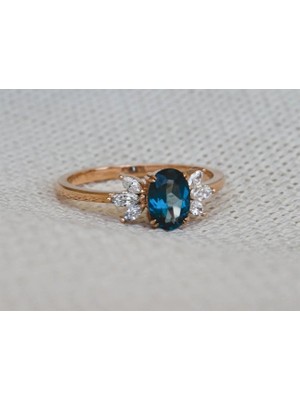 Safir Kuyumculuk Blue Topaz Tasarım Pırlanta Yüzük