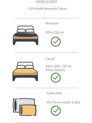 Varol Lastikli Saten Çizgili Çift Kişilik Nevresim Takım - Pudra