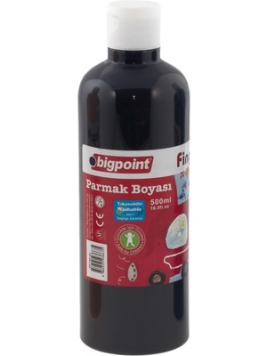 Bigpoint | Parmak Boyası, Parmak ve Fırça ile Kullanıma Uygun, Çocuklar Için Güvenli Boya, 500 Ml, Siyah