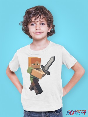 Bumeta Minecraft Alex Karakter Oyun Game Çocuk Tişört T-Shirt