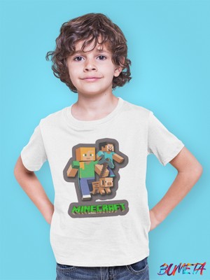 Bumeta Minecraft Alex Steve Karakter Characters Oyun Game Çocuk Tişört T-Shirt
