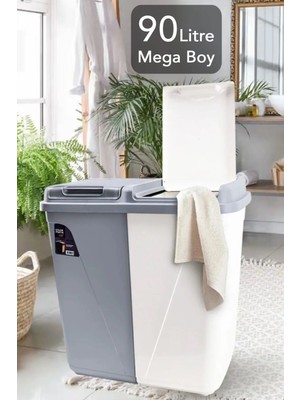 Tekno Trust Mega Iki Bölmeli Kirli Çamaşır Sepeti