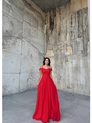 Sindi Moda Omuzları Düşük Yırtmaçlı Abiye 58871