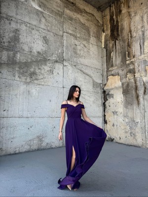 Sindi Moda Omuzları Düşük Yırtmaçlı Abiye 58871