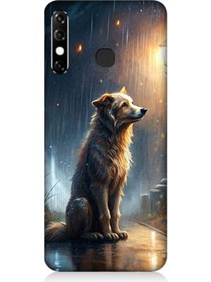 Teknomeg Infinix Hot 8 Uyumlu Yağmurlu Sokak  Desenli Silikon Kılıf