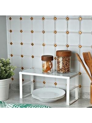 Metal Dikdörtgen Mutfak Rafı Organizer Bardak Düzenleyici