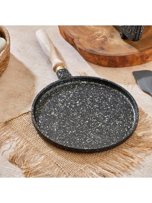 Miapadella Miapadella Granit Döküm 22 cm Gözleme Bazlama Tavası Siyah