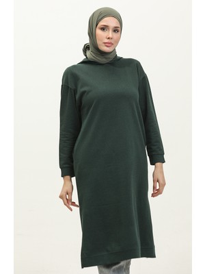 Sefa Merve Kapüşonlu Spor Tunik 3007-35 Nefti Yeşil