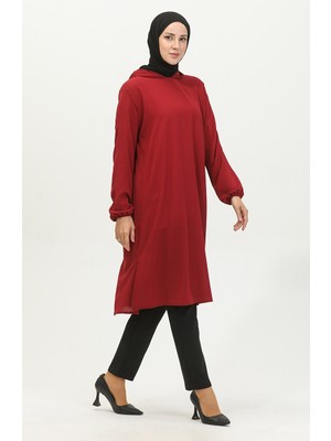 Kapüşonlu Araboy Tunik 1692-02 Bordo