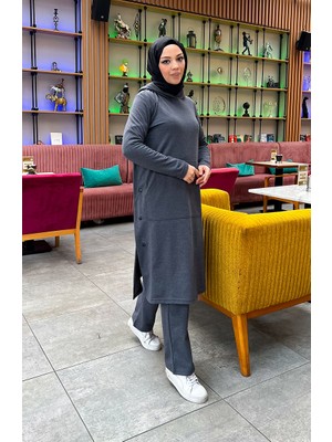 Sefa Merve Çıtçıt Detaylı Iki Iplik Eşofman Takım 3071-01 Antrasit