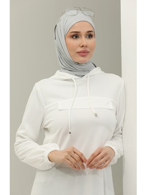 Sefa Merve Kapüşonlu Tunik 1008-05 Ekru