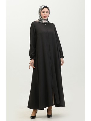 Fermuarlı Mevlana Ferace 3086-01 Siyah