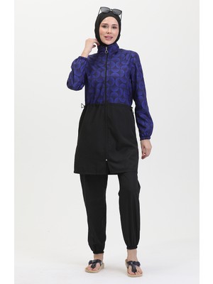 Sefa Merve Ebrar Beli Lastikli Tesettür Mayo 5039-02 Saks
