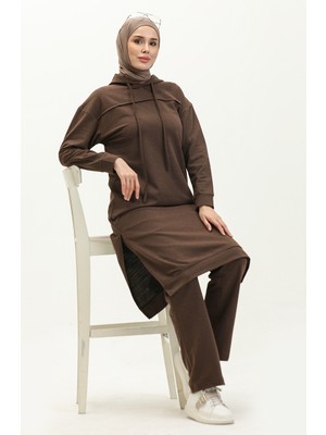 Sefa Merve Kahverengi Iki Iplik Eşofman Takım 3034-06 Kadınlar İçin Rahat Ve Şık Tasarım