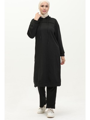 Sefa Merve Siyah Iki Iplik Eşofman Takım 3034-03 Kadın İçin Konforlu ve Şık Sezon Trendi