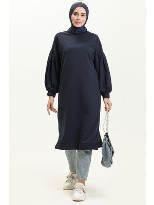 Sefa Merve Balon Kol Uzun Tunik 3031-02 Lacivert
