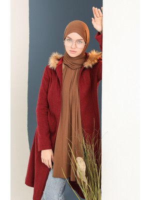 Kürklü Kaşe Kaban 612980-03 Bordo