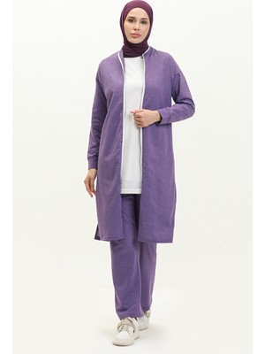 Fermuarlı Eşofman Takım 3044-10 Koyu Lila