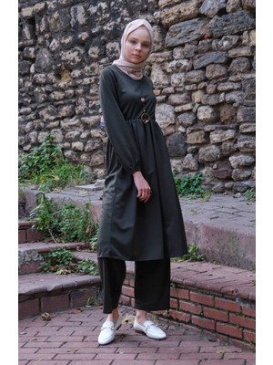 Sefa Merve Kolyeli Tunik Pantolon Ikili Takım 0583-07 Haki