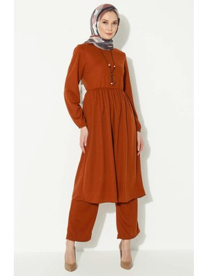 Sefa Merve Kolyeli Tunik Pantolon Ikili Takım 0583-10 Taba