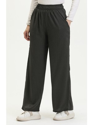 Sefa Merve Beli Lastikli Yazlık Bol Paça Pantolon 2096-01 Antrasit
