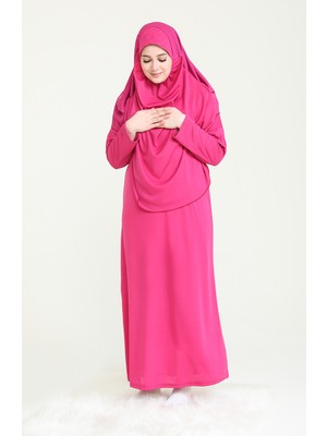 Çantalı Namaz Elbisesi 4486A-07 Pembe