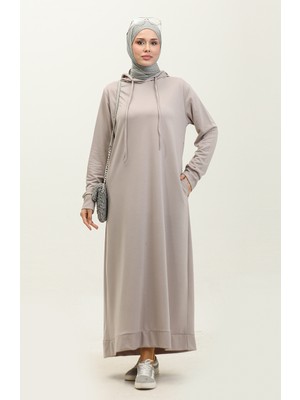 Sefa Merve Iki Iplik Kapüşonlu Spor Elbise 0190-13 Taş