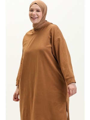 Kapüşonlu Spor Tunik 3007-28 Taba