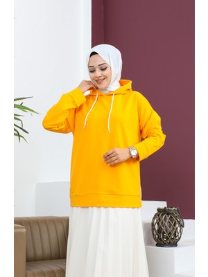 Kapüşonlu Sweatshirt 23002-09 Gold