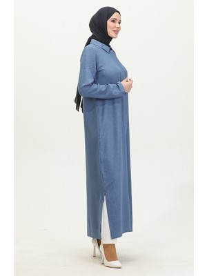 Sefa Merve Gömlek Yaka Ferace 24019-06 Indigo