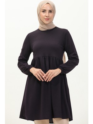 Sefa Merve Büzgülü Tunik 7272-05 Mor