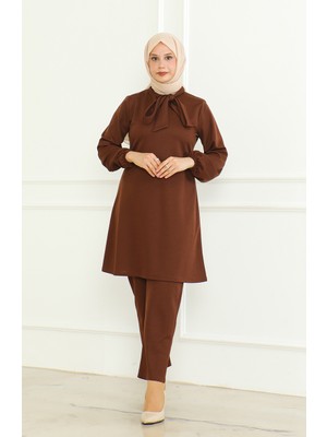 Tunik Pantolon Ikili Takım 8020-03 Kahverengi