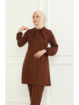 Tunik Pantolon Ikili Takım 8020-03 Kahverengi