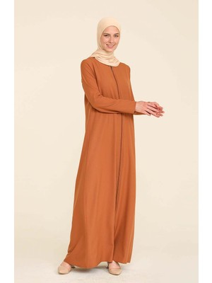Sefa Merve Fermuarlı Krep Ferace 3317-05 Taba