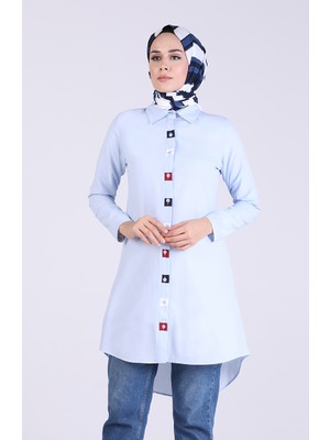 Sefa Merve Garnili Tunik 6437-11 Mavi