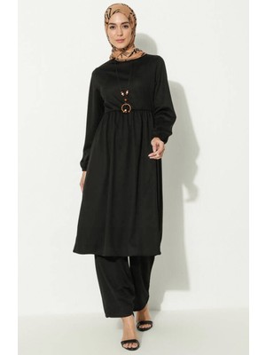 Sefa Merve Kolyeli Tunik Pantolon Ikili Takım 0583-03 Siyah