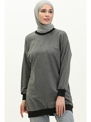 Bisiklet Yaka Sweatshirt 23012-01 Antrasit