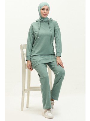 Çıma Detaylı Eşofman Takım 3039-03 Çağla Yeşili