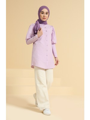 Düğmeli Tunik 6558-04 Lila