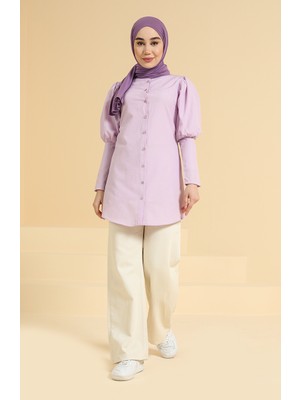 Düğmeli Tunik 6558-04 Lila